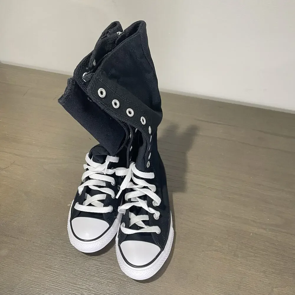 Converse Kids Size 13 Shoes NEW Knee High Chuck Taylor All Star XHi Black Zip Up